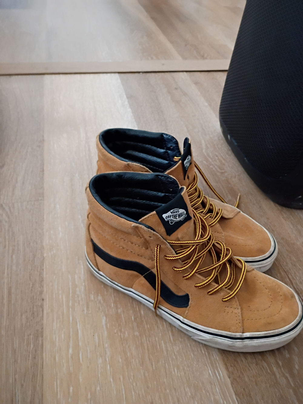 Vans Unisex Mid-Top Sneakers in Tan with Black Stripe